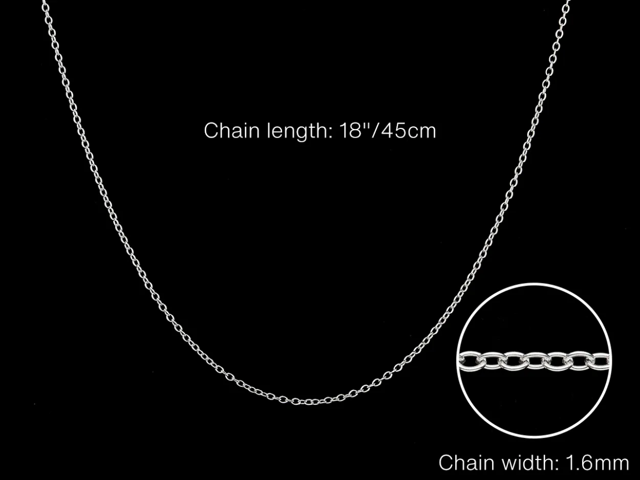 Sterling Silver 1.6mm Oval Trace Chain 18"/45cm Unhallmarked 100% Recycled Silver