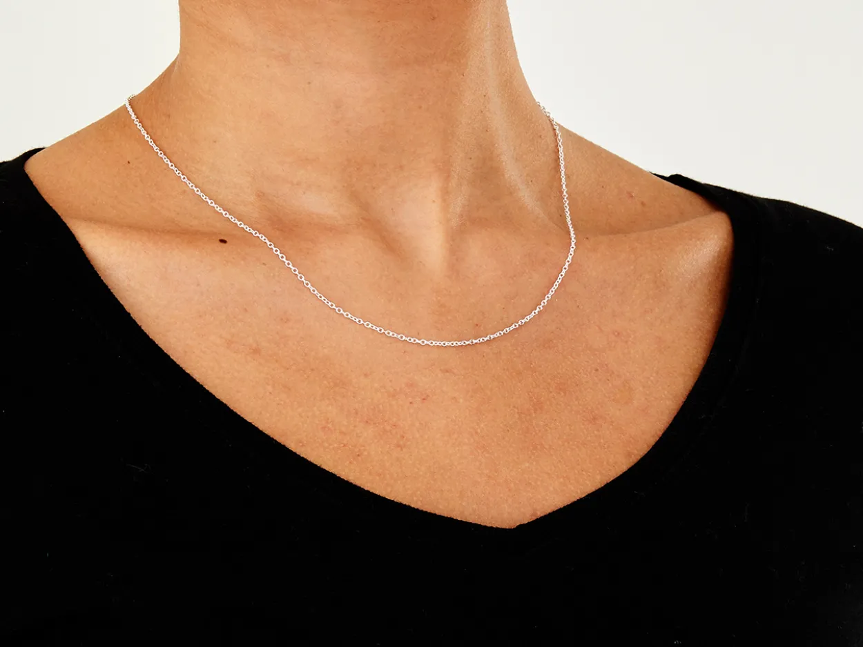 Sterling Silver 1.6mm Oval Trace Chain 18"/45cm Unhallmarked 100% Recycled Silver