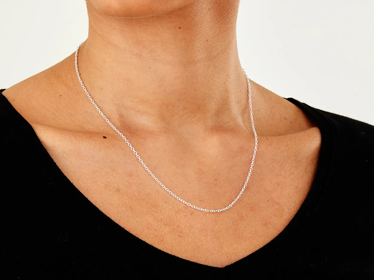 Sterling Silver 1.9mm Oval Trace Chain 18"/45cm Unhallmarked 100% Recycled Silver