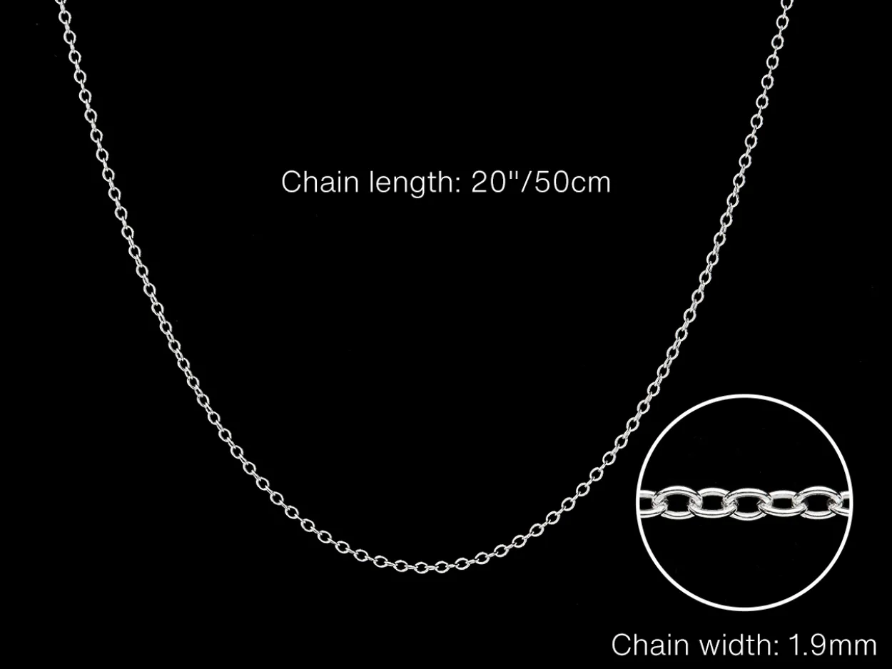 Sterling Silver 1.9mm Oval Trace Chain 20"/50cm Unhallmarked 100% Recycled Silver
