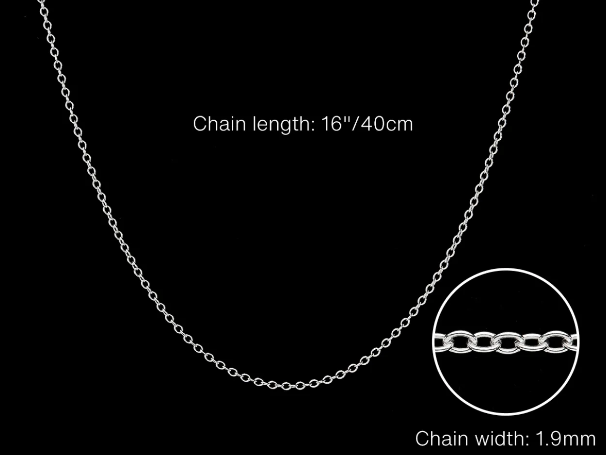 Sterling Silver 1.9mm Oval Trace Chain 16"/40cm Unhallmarked 100% Recycled Silver