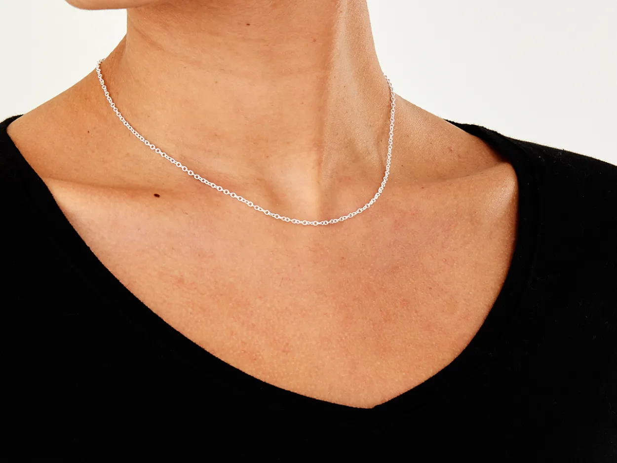Sterling Silver 1.9mm Oval Trace Chain 16"/40cm Unhallmarked 100% Recycled Silver