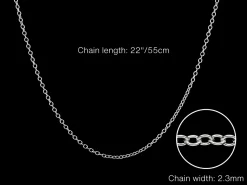 Sterling Silver 2.3mm Oval Trace Chain 22