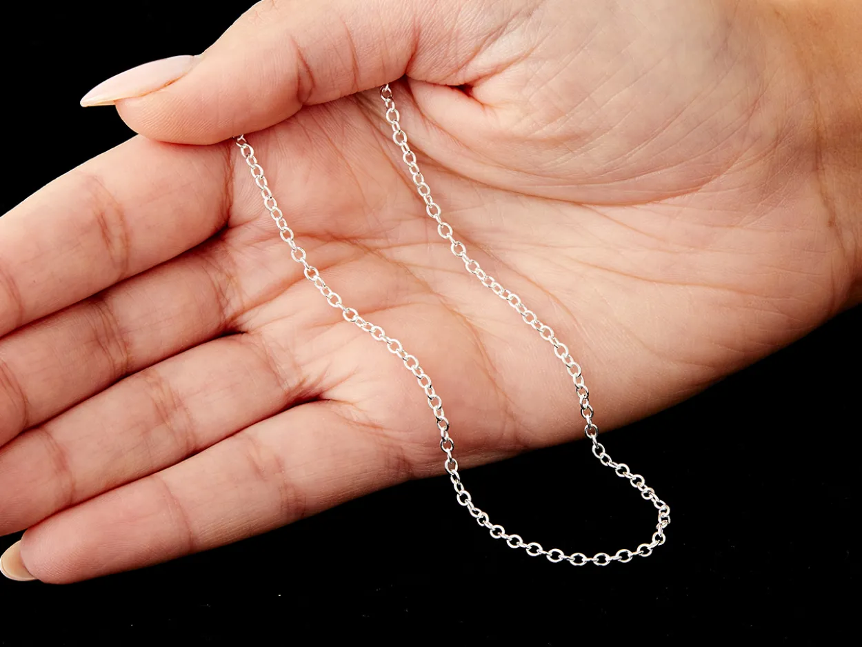 Sterling Silver 2.3mm Oval Trace Chain 22"/55cm Unhallmarked 100% Recycled Silver
