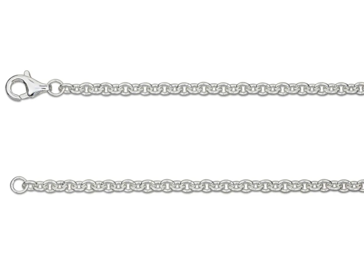 Sterling Silver 3.0mm Oval Trace Chain 22"/55cm Hallmarked, 100% Recycled Silver