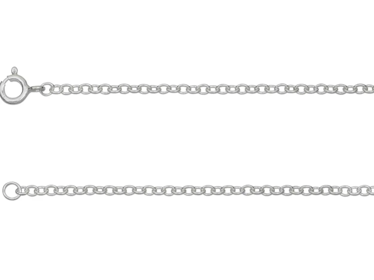 Sterling Silver 1.9mm Oval Trace Chain 18"/45cm Unhallmarked