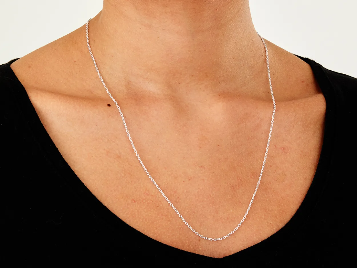 Sterling Silver 1.6mm Oval Trace Chain 22"/55cm Unhallmarked 100% Recycled Silver