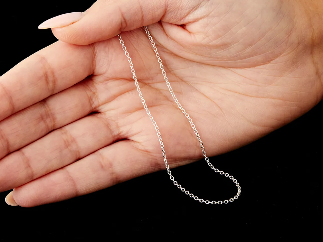 Sterling Silver 1.6mm Oval Trace Chain 22"/55cm Unhallmarked 100% Recycled Silver