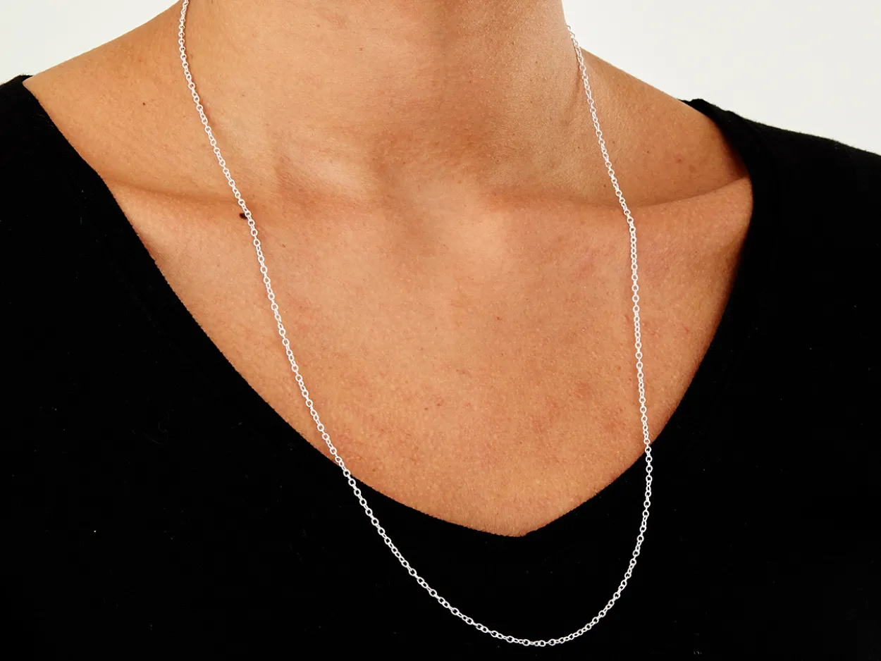 Sterling Silver 1.9mm Oval Trace Chain 24"/60cm Unhallmarked 100% Recycled Silver