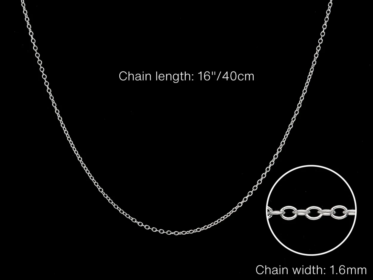 Sterling Silver 1.6mm Oval Trace Chain 16"/40cm Unhallmarked 100% Recycled Silver