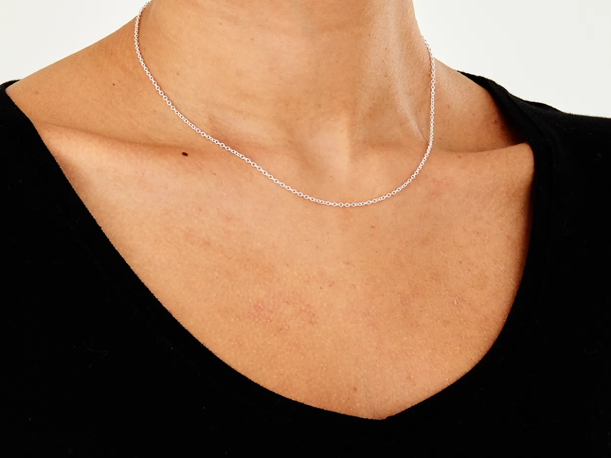 Sterling Silver 1.6mm Oval Trace Chain 16"/40cm Unhallmarked 100% Recycled Silver
