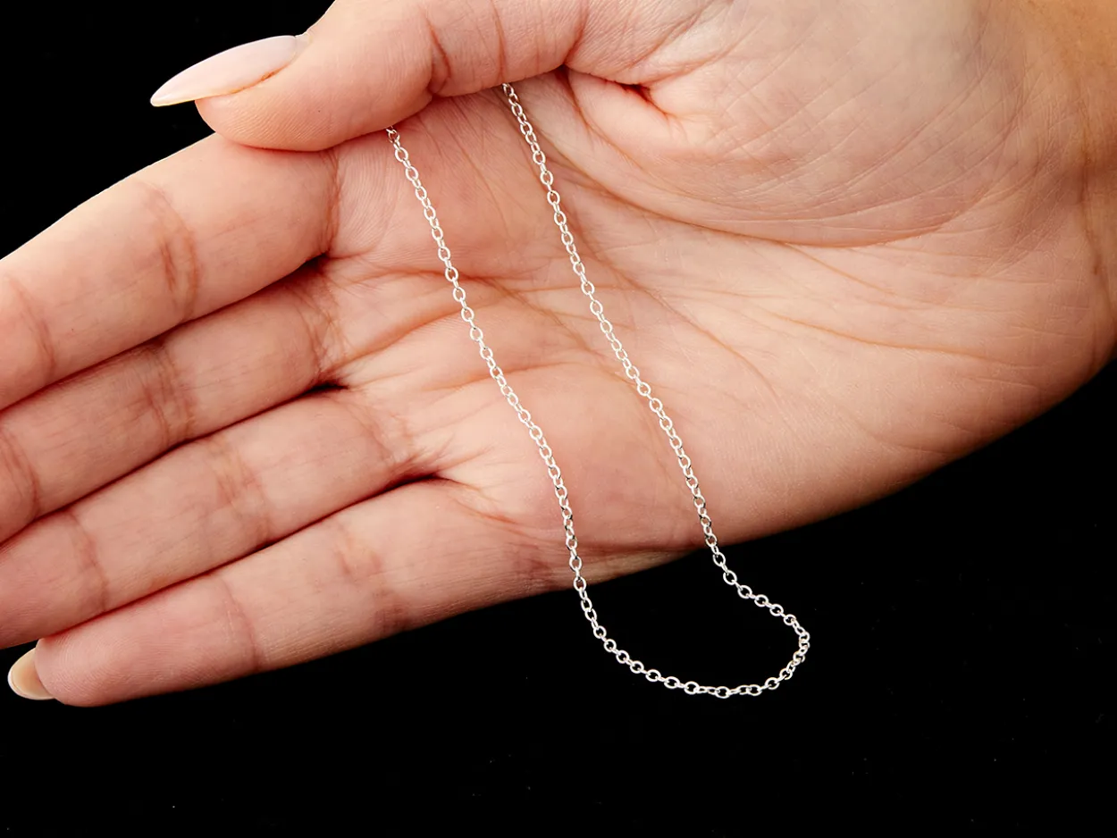 Sterling Silver 1.6mm Oval Trace Chain 16"/40cm Unhallmarked 100% Recycled Silver