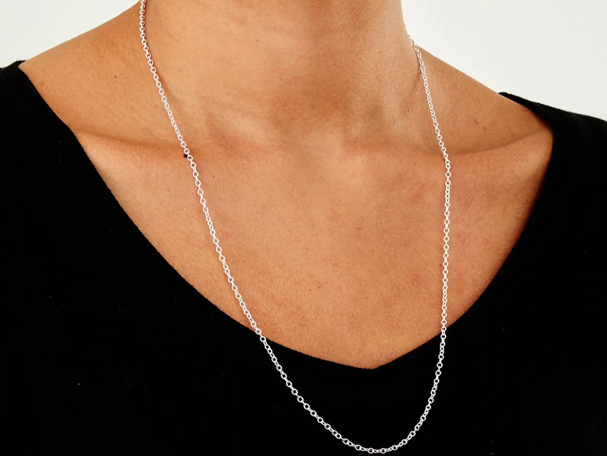 Sterling Silver 2.3mm Oval Trace Chain 24"/60cm Unhallmarked 100% Recycled Silver