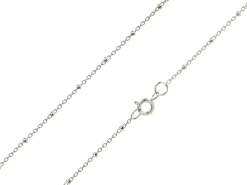 Sterling Silver 1.7mm Oval Trace Chain With Bead Station 18"/45cm Unhallmarked