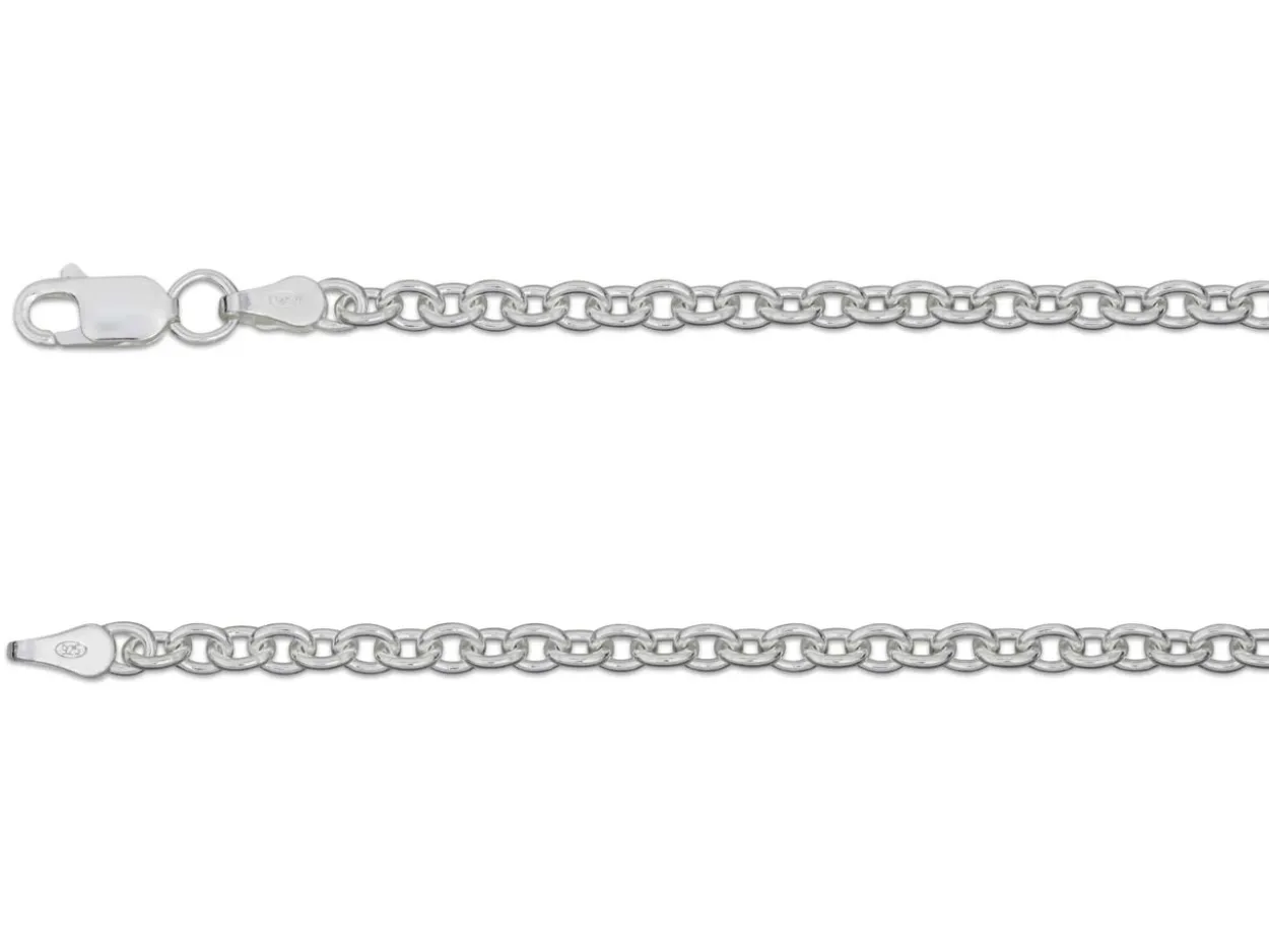 Sterling Silver 3.9mm Oval Trace Chain 18"/45cm Hallmarked, 100% Recycled Silver