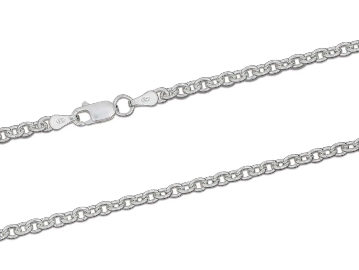 Sterling Silver 3.9mm Oval Trace Chain 18"/45cm Hallmarked, 100% Recycled Silver