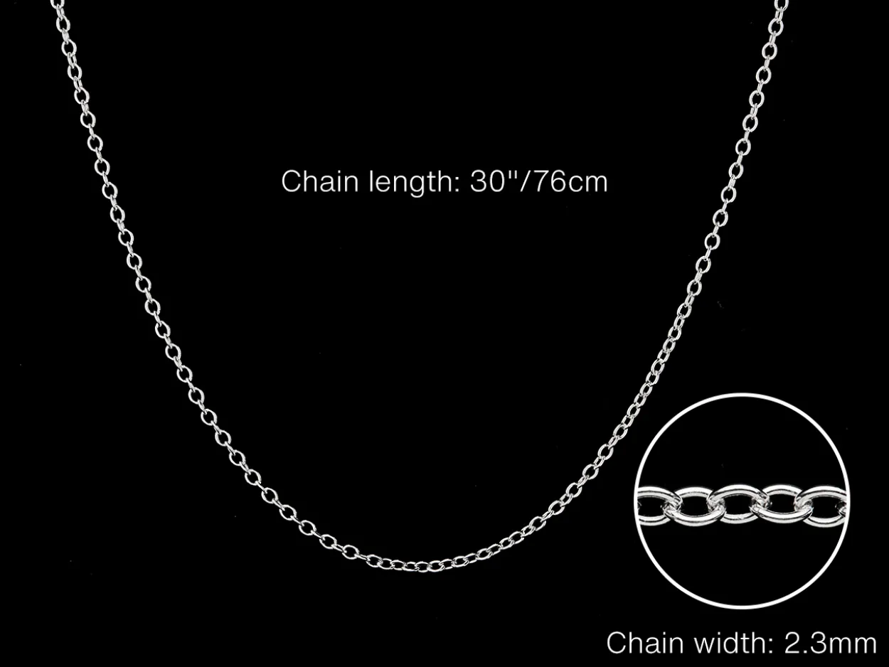 Sterling Silver 2.3mm Oval Trace Chain 30"/76cm Unhallmarked 100% Recycled Silver