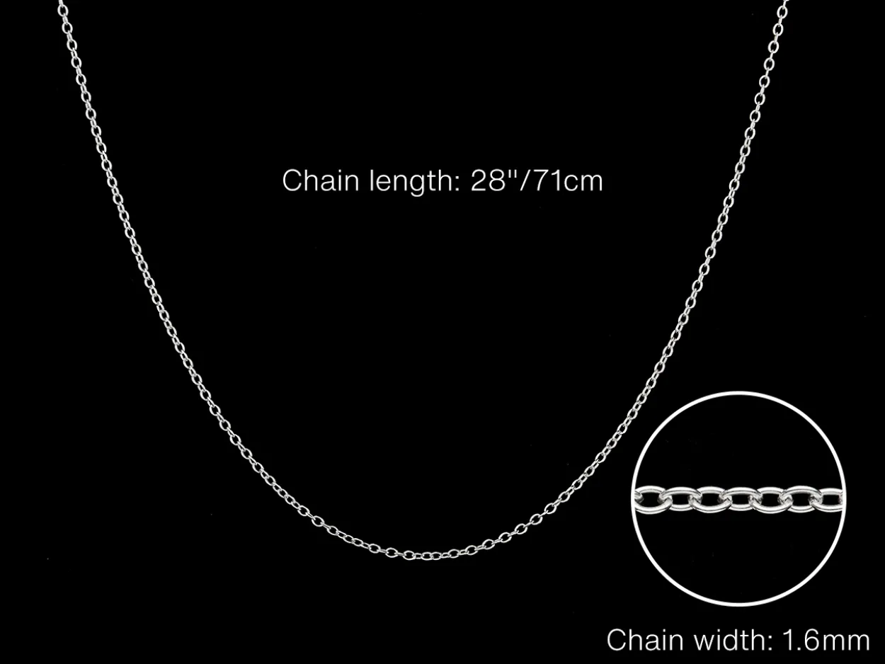 Sterling Silver 1.6mm Oval Trace Chain 28"/71cm Unhallmarked 100% Recycled Silver