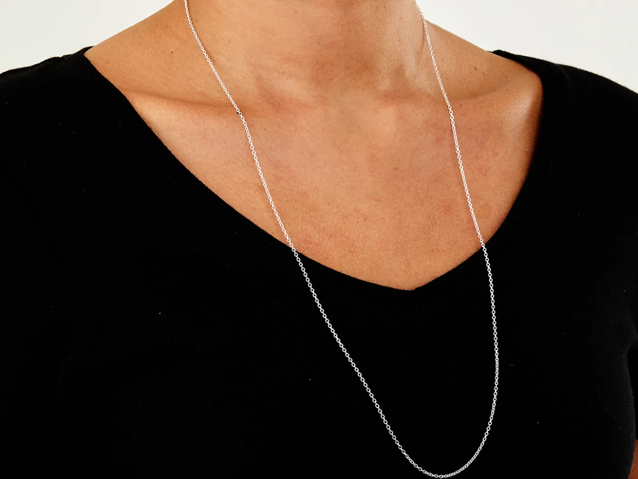 Sterling Silver 1.6mm Oval Trace Chain 28"/71cm Unhallmarked 100% Recycled Silver