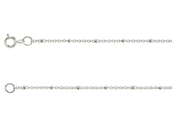 Sterling Silver 1.7mm Oval Trace Chain With Bead Station 16"/40cm Unhallmarked