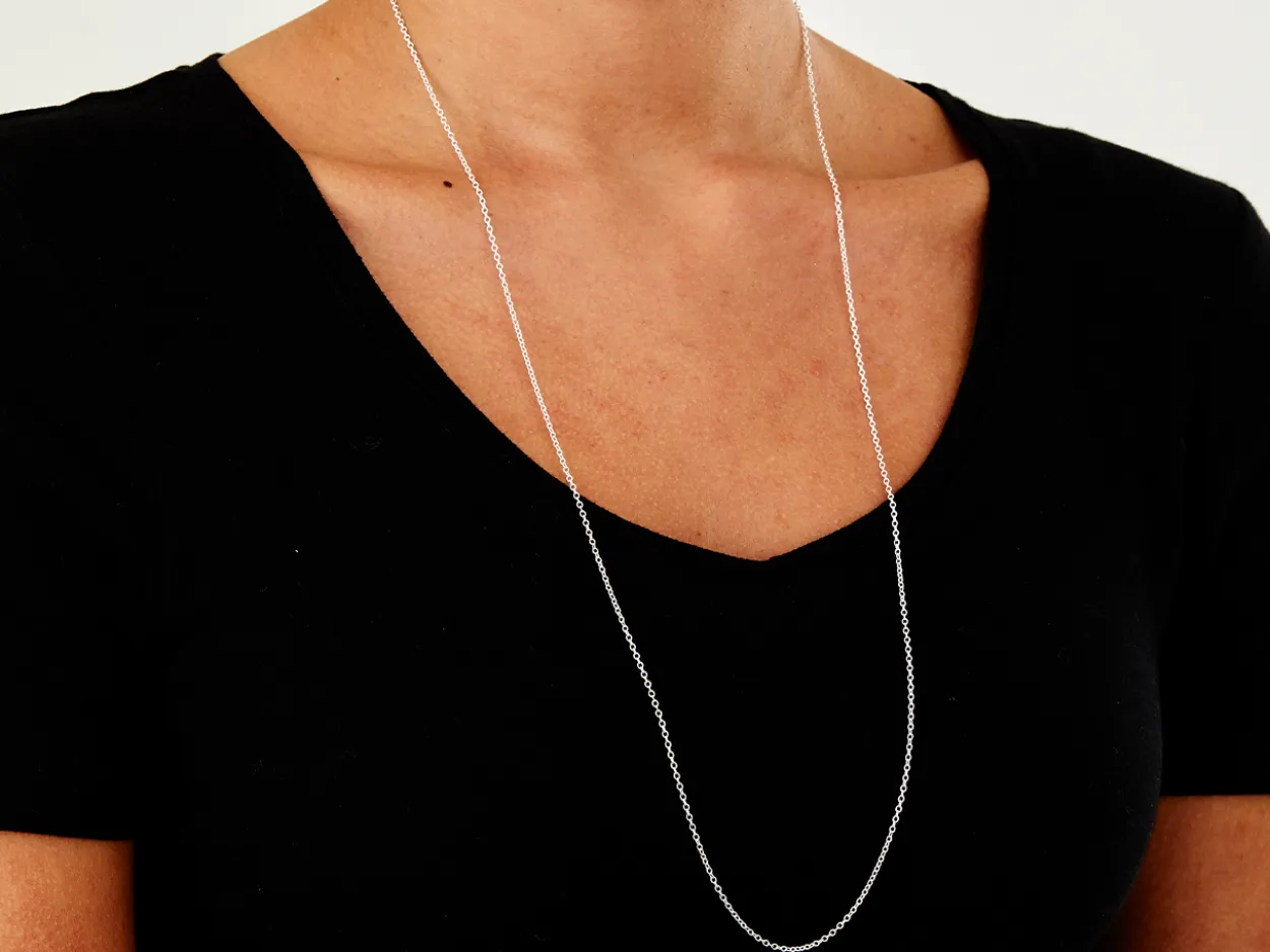 Sterling Silver 1.6mm Oval Trace Chain 30"/76cm Unhallmarked 100% Recycled Silver