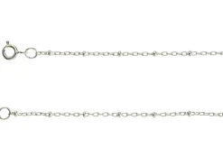 Sterling Silver 2.1mm Oval Trace Chain With Bead Station 18"/45cm Unhallmarked