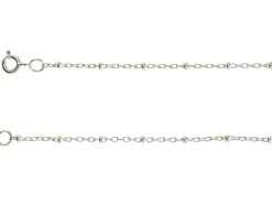 Sterling Silver 2.1mm Oval Trace Chain With Bead Station 16"/40cm Unhallmarked