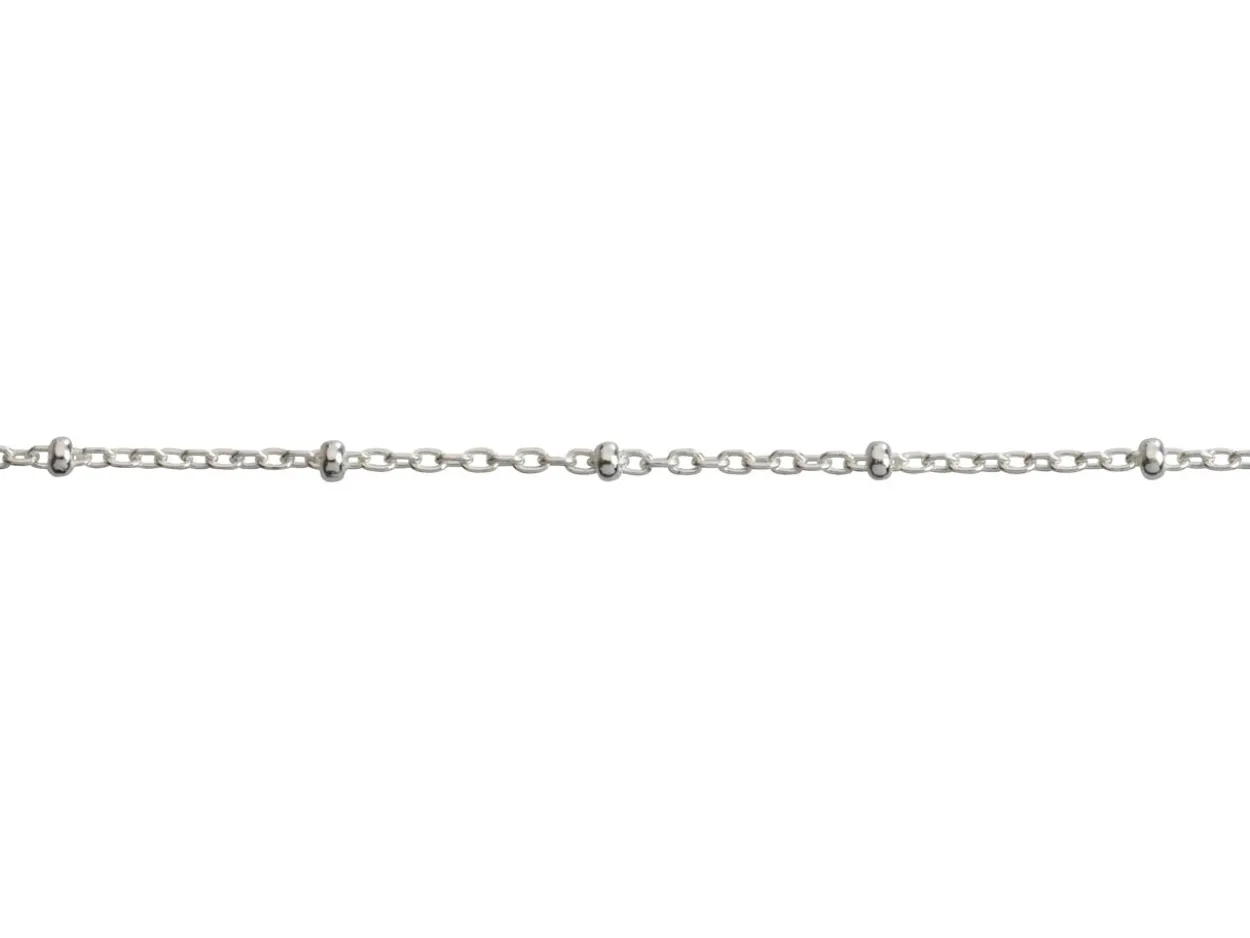 Sterling Silver 2.0mm Oval Trace Chain With Bead Station Loose Unhallmarked 100% Recycled Silver