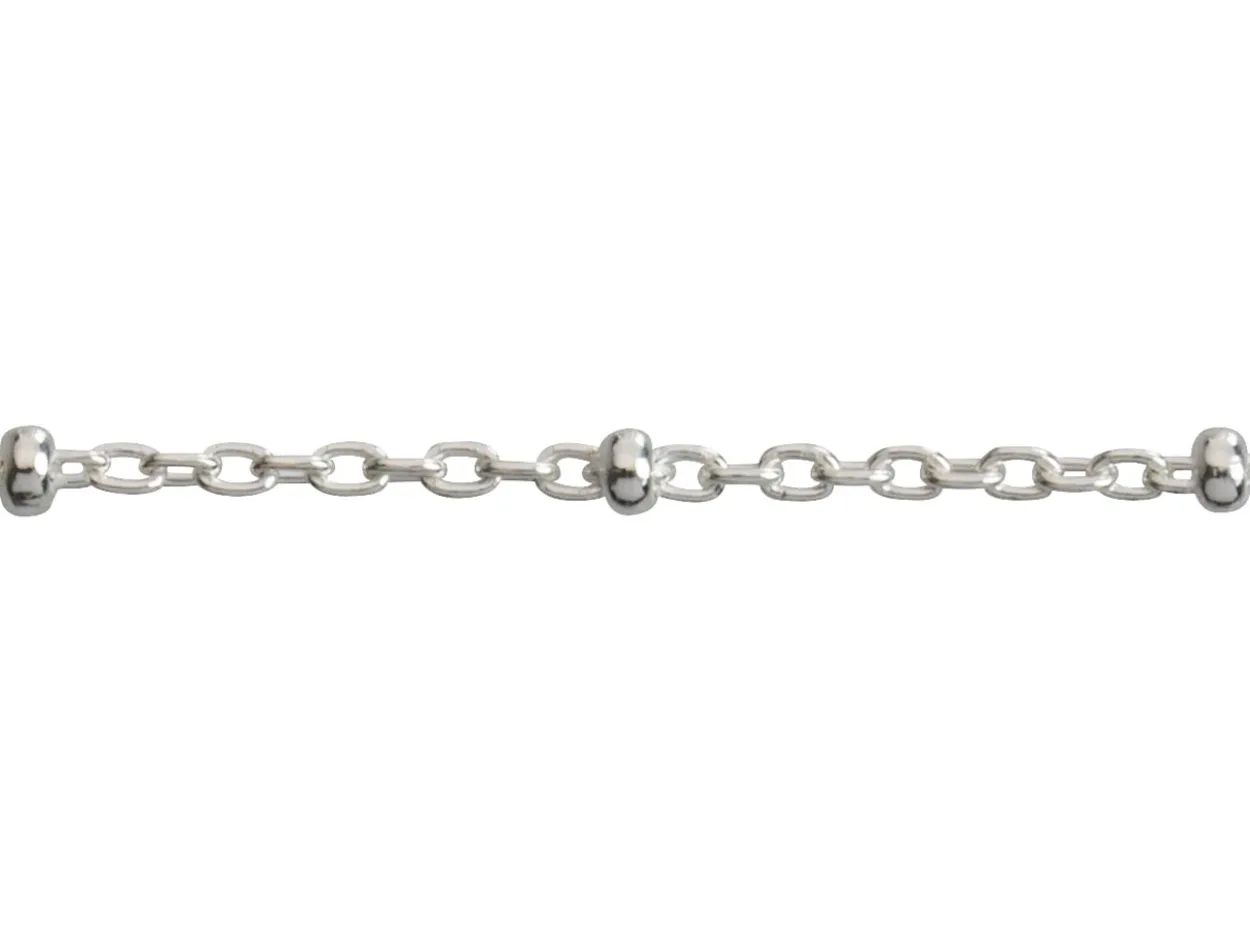 Sterling Silver 2.0mm Oval Trace Chain With Bead Station Loose Unhallmarked 100% Recycled Silver