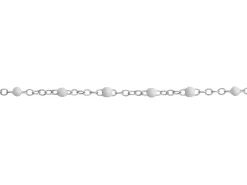 Sterling Silver 1.7mm Oval Trace Chain With White Enamel Bead Station Loose Unhallmarked