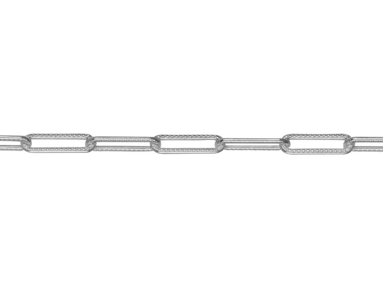 Sterling Silver 3.4mm Patterned Paperclip Trace Chain 18"/45cm Unhallmarked 100% Recycled Silver