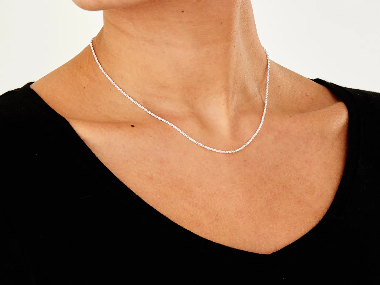 Sterling Silver 1.2mm Prince Of Wales Rope Chain 16"/40cm Unhallmarked 100% Recycled Silver