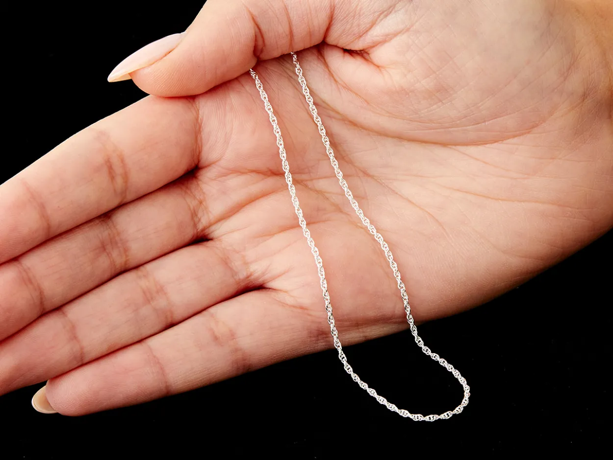 Sterling Silver 1.2mm Prince Of Wales Rope Chain 16"/40cm Unhallmarked 100% Recycled Silver