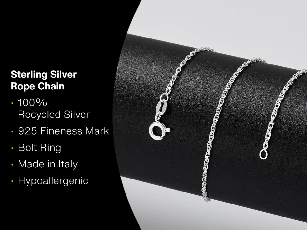 Sterling Silver 1.5mm Prince Of Wales Rope Chain 20"/50cm Unhallmarked 100% Recycled Silver