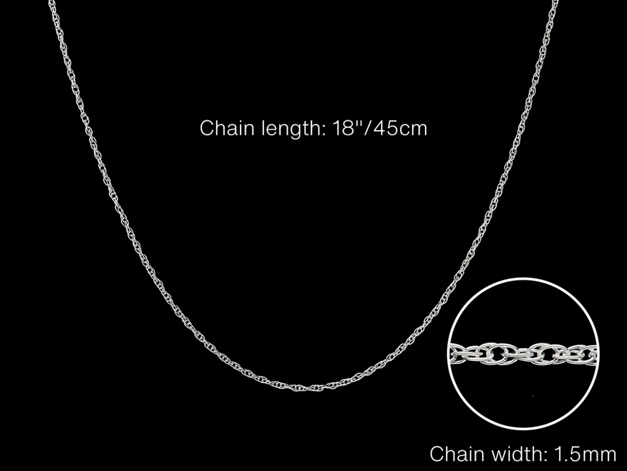 Sterling Silver 1.5mm Prince Of Wales Rope Chain 18"/45cm Light Unhallmarked 100% Recycled Silver