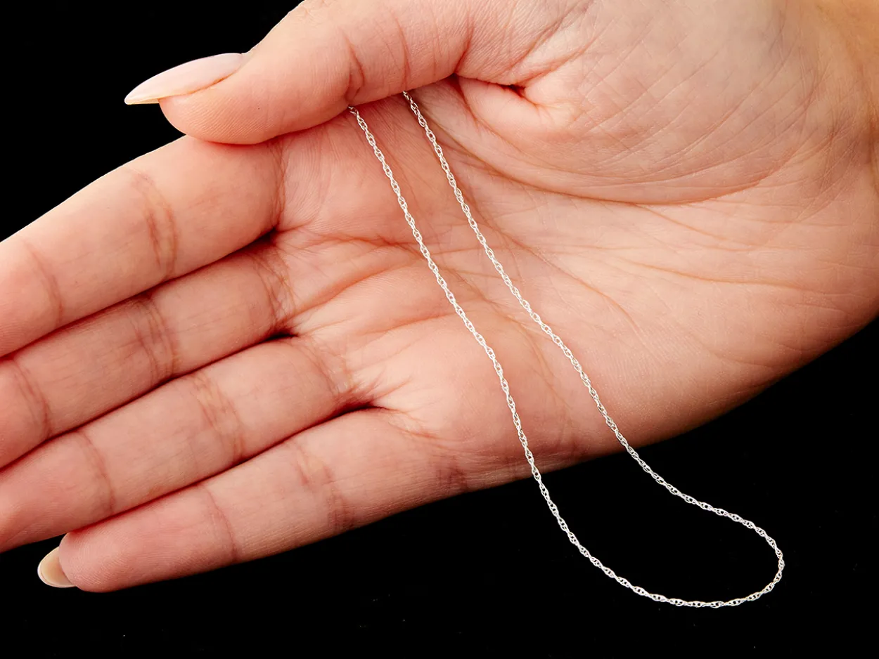 Sterling Silver 1.5mm Prince Of Wales Rope Chain 18"/45cm Light Unhallmarked 100% Recycled Silver