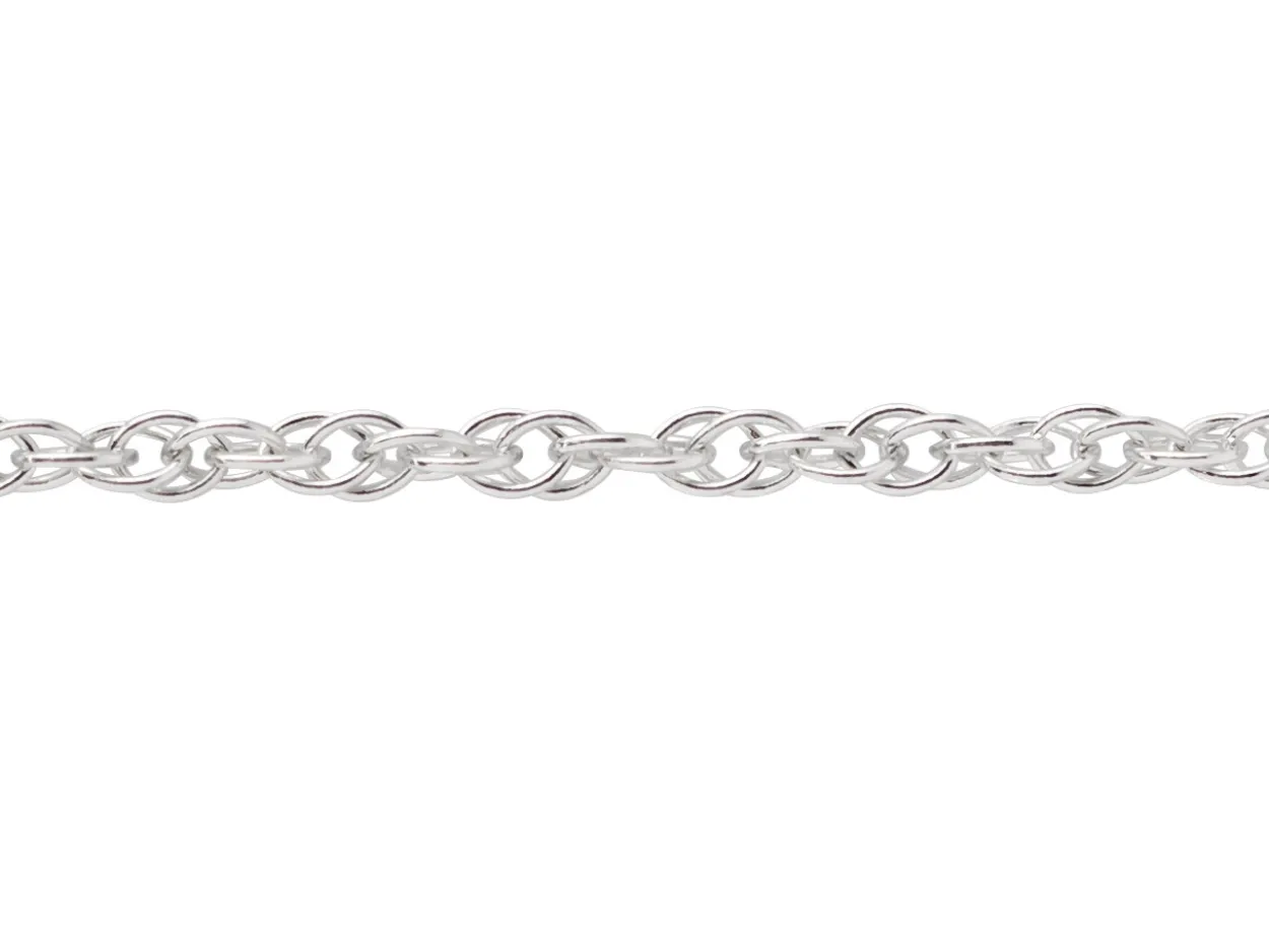 Sterling Silver 1.8mm Prince Of Wales Rope Chain Loose Unhallmarked