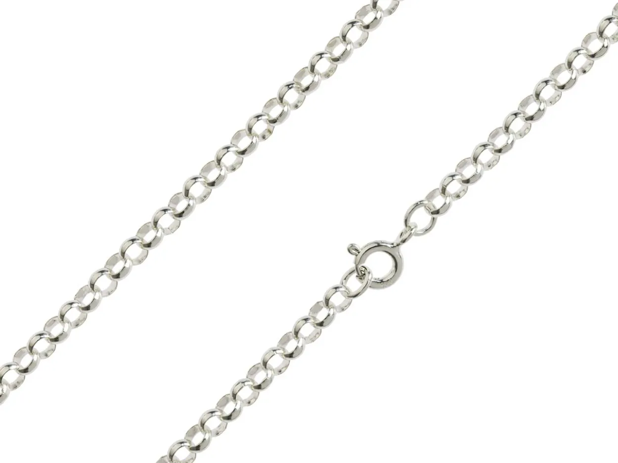 Sterling Silver 3.4mm Round Belcher Chain 18"/45cm Hallmarked