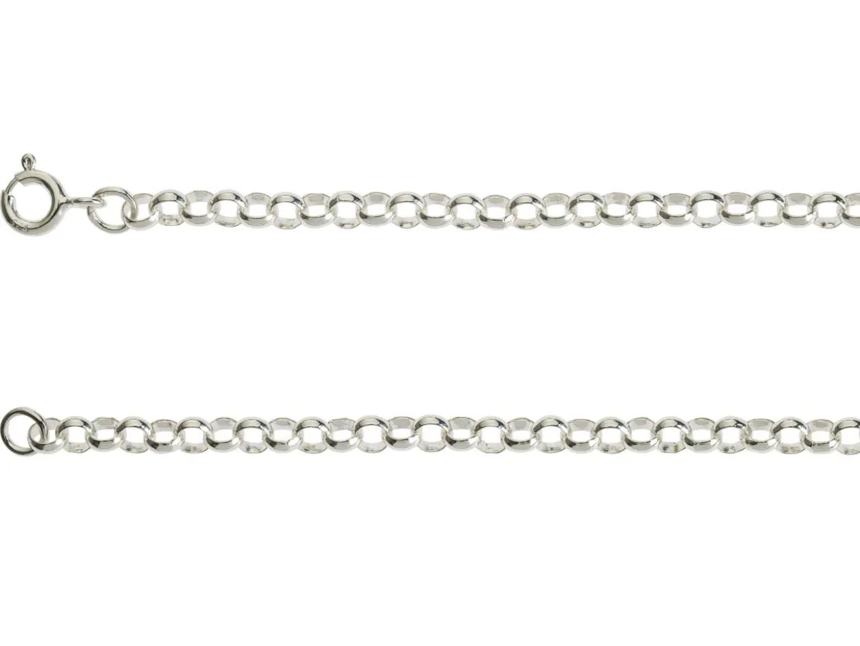 Sterling Silver 3.4mm Round Belcher Chain 18"/45cm Hallmarked
