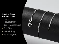 Sterling Silver 1.4mm Round Belcher Chain 18"/45cm Unhallmarked 100% Recycled Silver