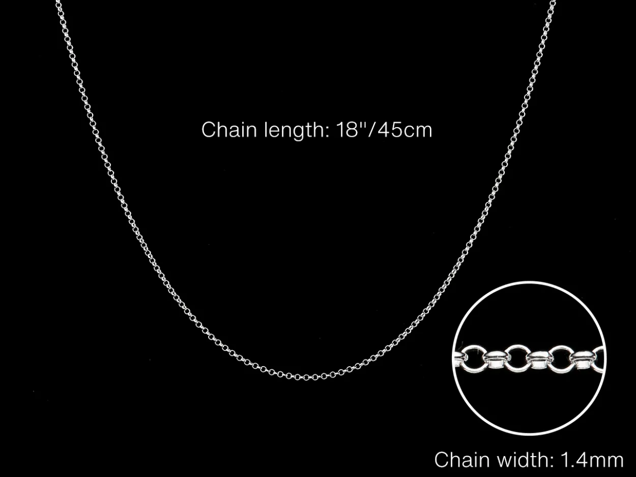 Sterling Silver 1.4mm Round Belcher Chain 18"/45cm Unhallmarked 100% Recycled Silver