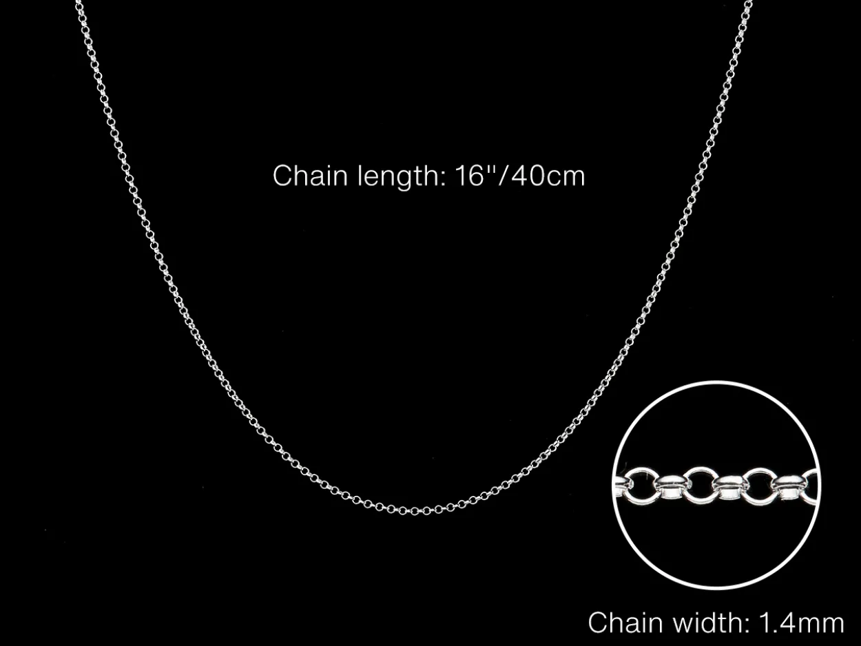 Sterling Silver 1.4mm Round Belcher Chain 16"/40cm Unhallmarked 100% Recycled Silver