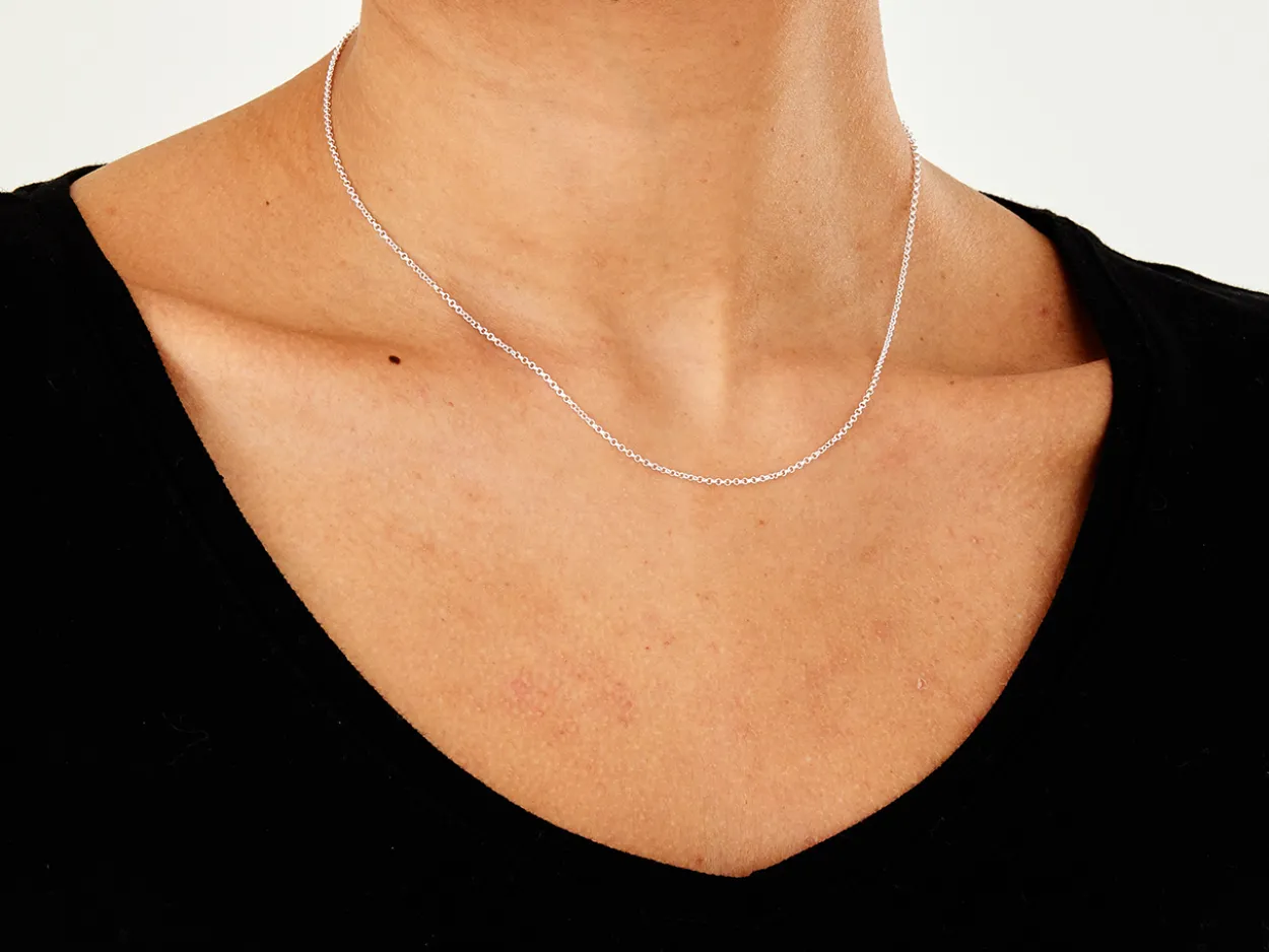 Sterling Silver 1.4mm Round Belcher Chain 16"/40cm Unhallmarked 100% Recycled Silver