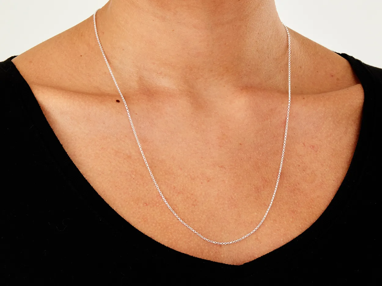 Sterling Silver 1.4mm Round Belcher Chain 22"/55cm Unhallmarked 100% Recycled Silver