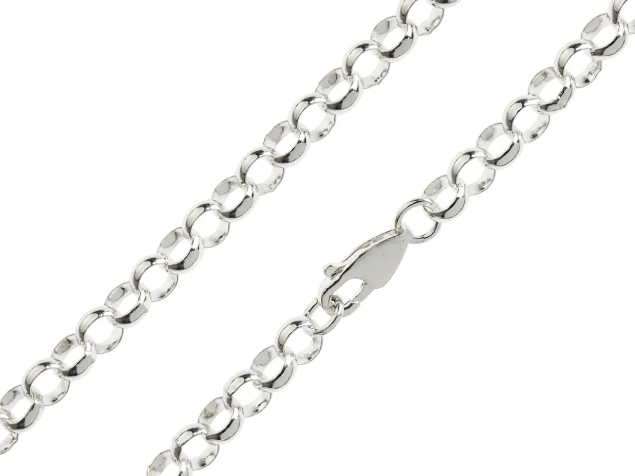 Sterling Silver 5.0mm Round Belcher Chain 18"/45cm Light Hallmarked