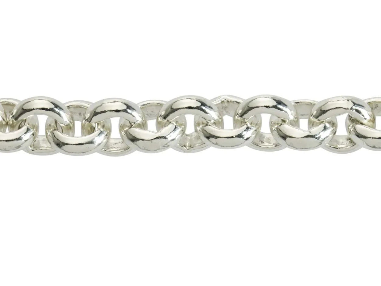 Sterling Silver 7.4mm Round Belcher Chain 18"/45cm Hallmarked