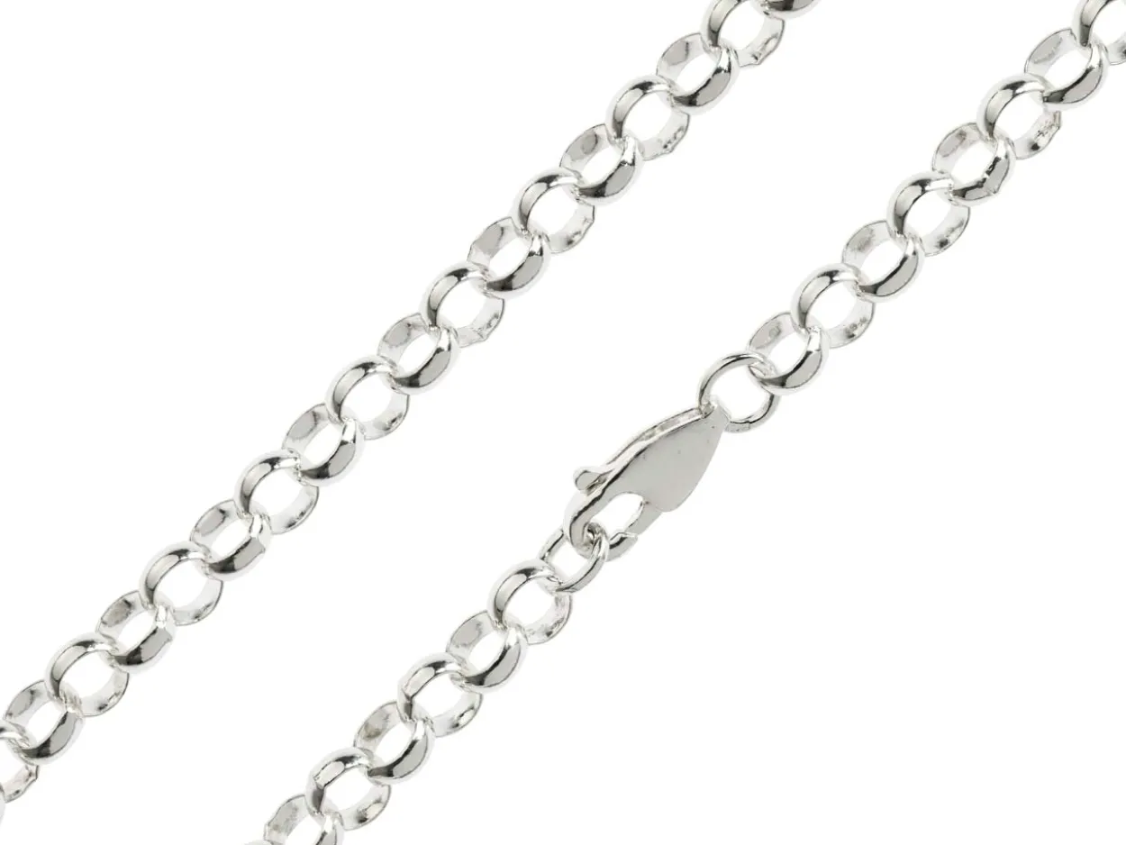 Sterling Silver 5.0mm Round Belcher Chain 16"/40cm Light Hallmarked