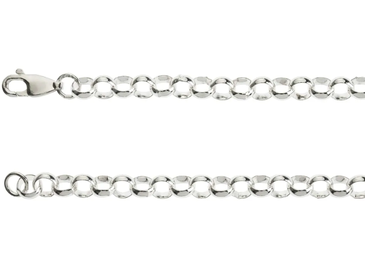 Sterling Silver 5.0mm Round Belcher Chain 16"/40cm Light Hallmarked