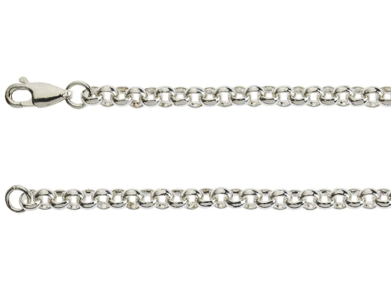 Sterling Silver 4.4mm Round Belcher Chain 18"/45cm Hallmarked