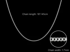 Sterling Silver 1.7mm Round Curb Chain 18